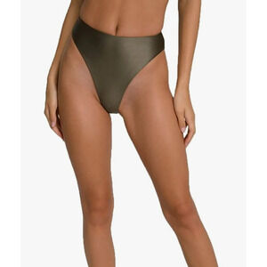 GOOD AMERICAN Women's Good Waist Reversible High Shine Cheeky Bikini Bot…